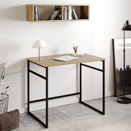 Hanah Home Mesa de estudio Roble y negro con estante